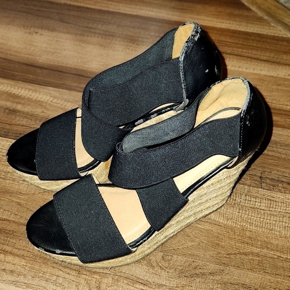 MASSIMO Black Criss Cross Wedges Size 5.5 - Picture 2 of 5